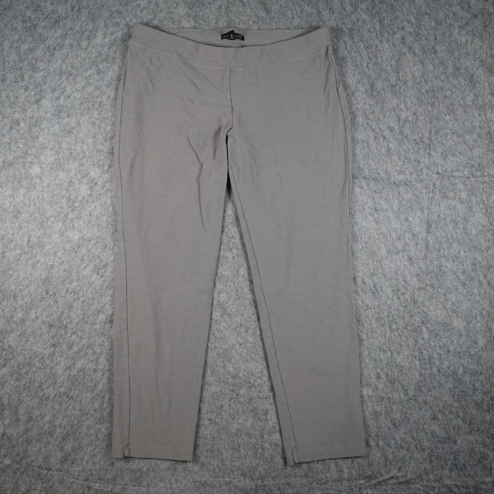 Eileen Fisher Pants Women Medium Gray Crepe Stretch Pull On Straight Leg Trouser